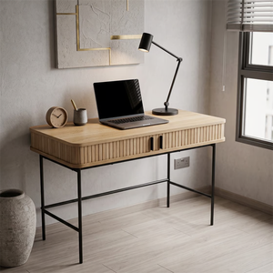 Tavolo da studio per computer in MDF da 18 mm con impiallacciatura in rovere naturale, prodotto in Cina - Product Image 1