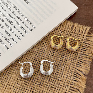 S925 Sterling <b>Silver</b> Huggie Earrings Geometric Wave Pattern Women's Fashion <b>Stud</b> Everyday Wear - Product Image 4