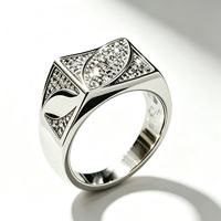 Bague Hip Hop large et massive pour homme, micro-pavée de zircon carré, en laiton plaqué platine, bague statement