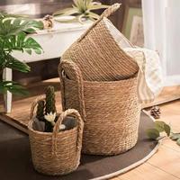 Vente en gros d'usine, pot de fleurs en paille tressée, pot surdimensionné, panier pour plantes vertes, panier pour plantes tressé, type de sol, bonsaï d'intérieur