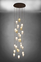Nordique moderne petit escalier en colimaçon maison île verre pendentif lumières luminaire lustre pour hôtels Restaurants Design coloré