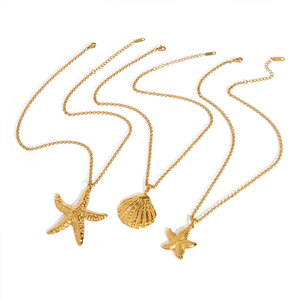 Waterproof Non Tarnish Jewelry 316L Stainless Steel Base 14k 18k PVD Gold Plated Charm <b>Seashell</b> <b>Necklace</b> for Women - Product Image 5