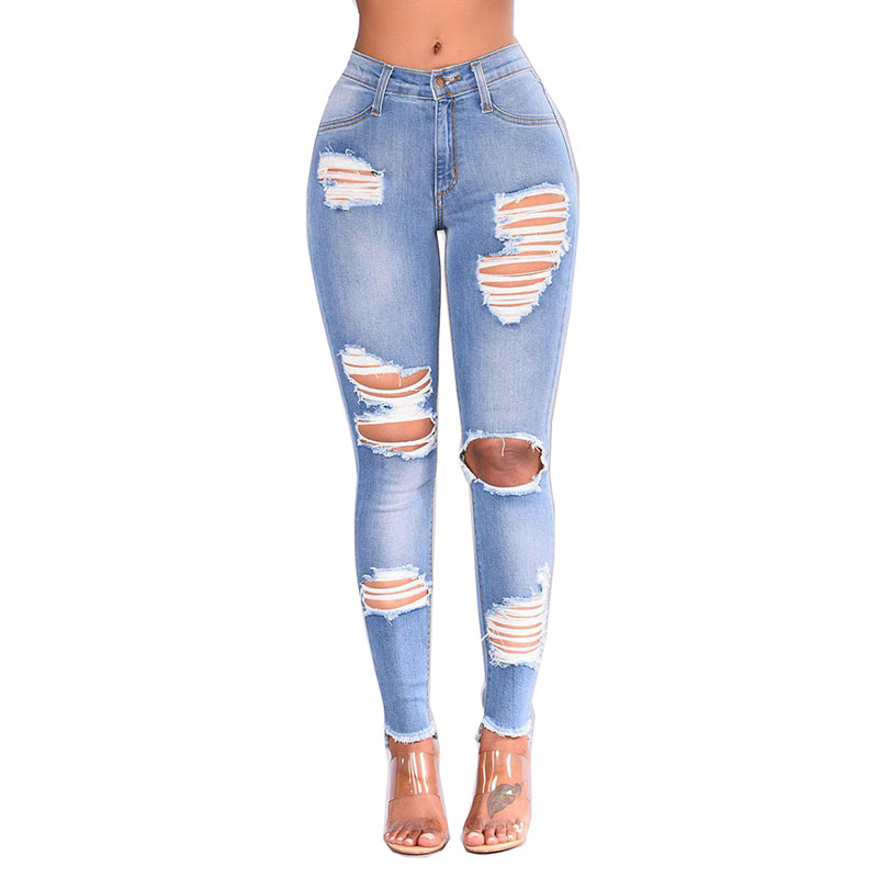 Stock Skinny Taille Haute Déchiré Boyfriend Brésiliens Denim Jeans Femmes