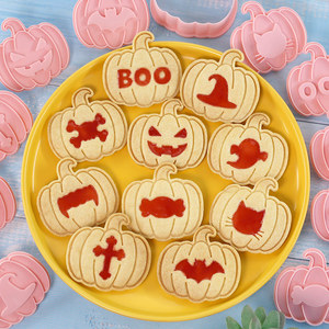 <span class=keywords><strong>Emporte</strong></span>-pièces en forme de citrouille d'Halloween, style N, lot de 10, pour biscuits fourrés à la <span class=keywords><strong>confiture</strong></span> et à la crème, outils de pâtisserie - Product Image 4