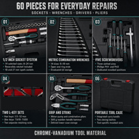 Mallette à outils portable 60 pièces OEM pour mécanicien avec clé à douille et douilles pour l'entretien automobile