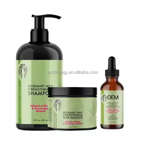 Hair Growth Damage Hair Repair Organic Tea Tree Rosemary Shampoo And Conditioner Set With Rosemary Mint Hair Oil
