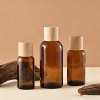Flacon d'huile essentielle Lotus Cover de 5 ml à 100 ml, bouteille en verre ambré avec couvercle antivol en bambou et en bois