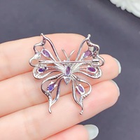 Factory Wholesale High Quality 925 Sterling Silver Natural Sapphire Gemstone Luxury Jewelry Pin Brooch Party Gift