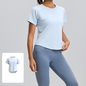 Women <b>Raglan</b> Short Sleeve Yoga T Shirt Quick Dry Mesh Back Vent Athletic <b>Top</b> Breathable Loose Fit Running Workout Active Wear - Product Image 1