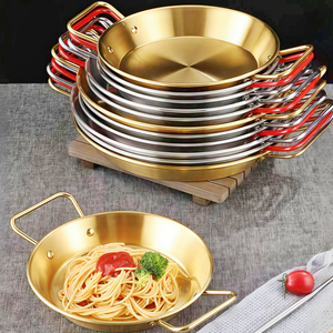 Custom Stainless Steel Paella Pans with Heat Resistant Handles for Seafood Cooking - Product Image 1