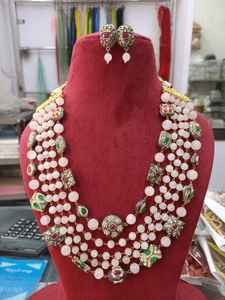 Nouveaux bijoux indiens perles antiques verre verre de haute qualité perles multicolores cinq couches mala fait à la main produit en vrac collier - Product Image 6