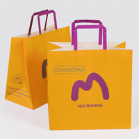 Sacs en papier kraft personnalisés avec poignées pour la restauration, la vente à emporter et les services de livraison de repas, avec votre propre logo imprimé