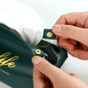 Freelife Leather Tissue Box Green Gold Logo Car Home Desk Storage Box Nordic Style - Product Image 4