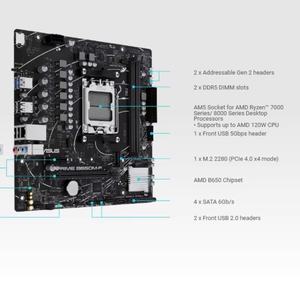 Carte mère de jeu pour ordinateur de bureau B650M-F 96 Go, socket AMD AM5 pour les séries 9000/8000/7000, 2 emplacements DIMM DDR5, nouveau support SATA - Product Image 5