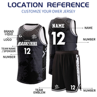 Shorts de basket-ball personnalisés pour adultes, design personnalisé, jersey de basket-ball brodé en jacquard, couleur noire Z-1640