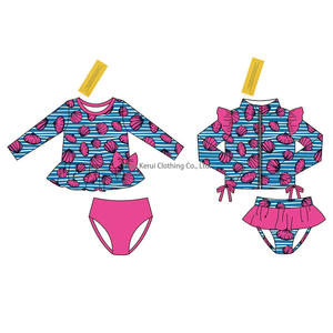 Tenues décontractées personnalisées avec leggings et manches courtes, vente en gros de maillots de bain imperméables pour bébé fille - Product Image 5