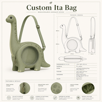 Sac à bandoulière Ita Bag Kawaii en forme de Brachiosaurus mignon, sac à main dinosaure à long cou avec fenêtre transparente et fermeture éclair décorative