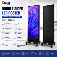 Pantalla LED de Doble Cara para Interiores, 640*1920mm, Pantalla Digital de Señalización, Solución Portátil para Publicidad