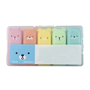 Ensemble de 4 mini-surligneurs couleur macaron, stylo marqueur ours, papeterie esthétique mignonne pour étudiants, accessoires scolaires et de bureau - Product Image 2