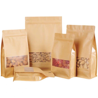 Sac en papier kraft personnalisé à 3 couches finition mate pochette sur support thermoscellable plastique PET à fond plat et carré pour emballage alimentaire