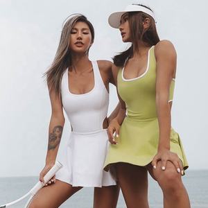 Dames Atletische Training <span class=keywords><strong>2</strong></span>-In-1 Tennisjurken Sport Actieve Golfkleding Outfit Actieve Mouwloze Jurk Met Ingebouwde Korte Broek - Product Image 3