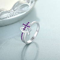 Bague chrétienne femmes christianisme foi catholique jésus 925 en argent Sterling étanche multicolore croix anneau bijoux