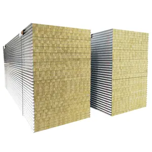 Commercial And Civil Building Insulated Panel Heat Preservation Sound Insulation Rock Wool Sandwich Panel Wall And Roof Sheet