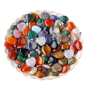 Colgante de acero inoxidable con corazón de piedra de cristal Natural para mujer, colgante de ágata con piedras preciosas DIY, collar, joyería - Product Image 1