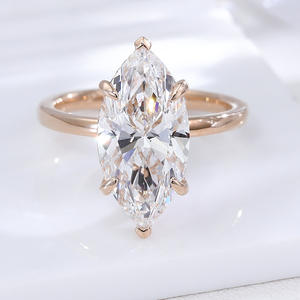 랩 그로운 다이아몬드 링 4 캐럿 합성 다이아몬드 IGI 인증 후작 컷 맞춤 제작 14K 골드 여성용 약혼 반지 - Product Image 3