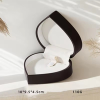 Caja de Anillo de Compromiso de Cuero de Lujo de Alta Gama, Caja de Almacenamiento con Forma de Corazón, Caja de Joyería de Cuero PU