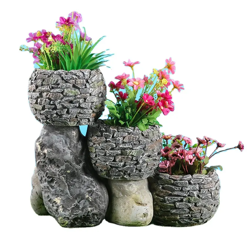 Заводская розетка, садовое украшение, популярный дизайн, Креативный цветочный горшок из смолы, уличный горшок для растений из искусственного камня