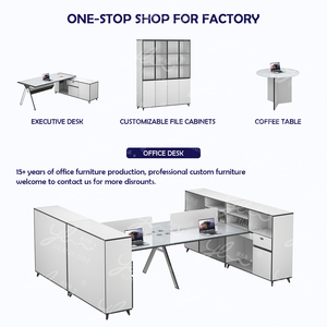 Escritorio de Vidrio Minimalista con Detalles Negros, Estación de Trabajo Pequeña para Oficina con Almacenamiento en Cajones - Product Image 6