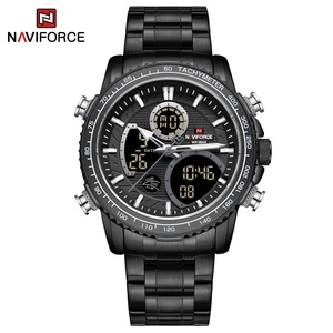 Montre NAVIFORCE 9182 pour homme, marque haut de gamme, acier inoxydable, sport, horloge numérique à quartz, originale, militaire, étanche - Product Image 5