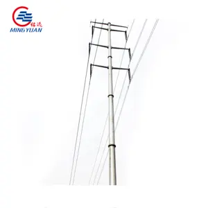 9m 12m 25m Electrical Pole Galvanized Tapered Round 33 Kv Electric Pole