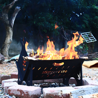 Brasero de camping portable d'extérieur, chauffage pour la randonnée, foyer en acier au carbone, bol carré pour feu de bois