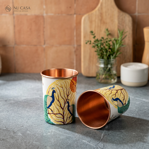 Oriental Design <b>copper</b> glass With Bird And Tree Pattern Reusable For Afternoon Tea Adults Gift - Product Image 2