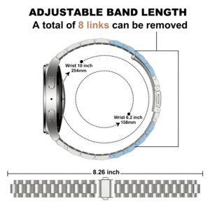 สายนาฬิกาข้อมือ Solid Link 304L สีเงิน ขนาด 20 มม. ใช้ได้กับ <span class=keywords><strong>Samsung</strong></span> <span class=keywords><strong>Galaxy</strong></span> <span class=keywords><strong>Watch</strong></span> 8 / 7 / 6 40 มม. 44 มม. สายนาฬิกาสำหรับผู้ชาย - Product Image 5