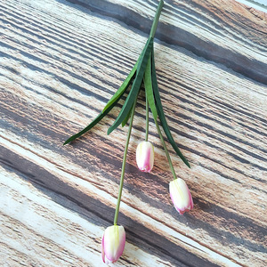 53cm de altura 3 cabezas Real Touch Bush tulipanes de seda flor artificial para el hogar Día DE LA MADRE Pascua Navidad Año Nuevo decoraciones - Product Image 6