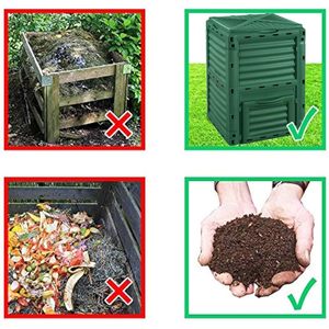 Compostador de Jardín de Plástico Verde de 300L, Contenedor de Compostaje Térmico, Resistente a la Intemperie, para Uso en Exteriores - Product Image 5