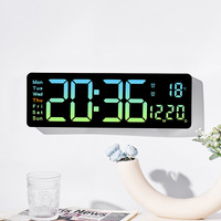 Réveil électronique LED, alimenté par USB, grand écran, montable au mur, multifonctionnel, compte à rebours, thermomètre, ABS lumineux