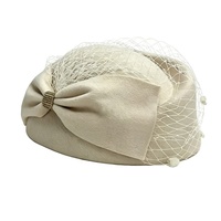 Béret français pour femme avec voile cage à oiseaux et nœud, style rétro, pour mariage, invitées, fête, église, thé, cocktail, usage quotidien, faible MOQ, vente en gros