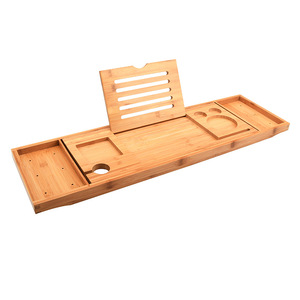 Customizable Adjustable Extend Bamboo Bathtub Tray Bathroom Extend Bath Tub Caddy Tray
