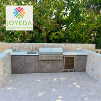 JOYEDA Cuisine extérieure moderne écologique, barbecue, évier en acier inoxydable 304, armoires de cuisine modulaires, tiroirs coulissants