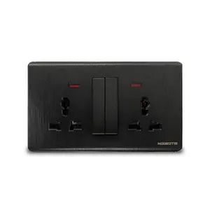 1 2 3 4Gang 1way 2way Ganda 13A Universal Multi Switched Socket dengan Lampu Dinding Saklar Listrik Hitam Sikat Warna untuk Rumah