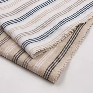 Yarn dyed shirting manufacturers tricolor fringe striola french stripe viscose cotton linen blended fabric