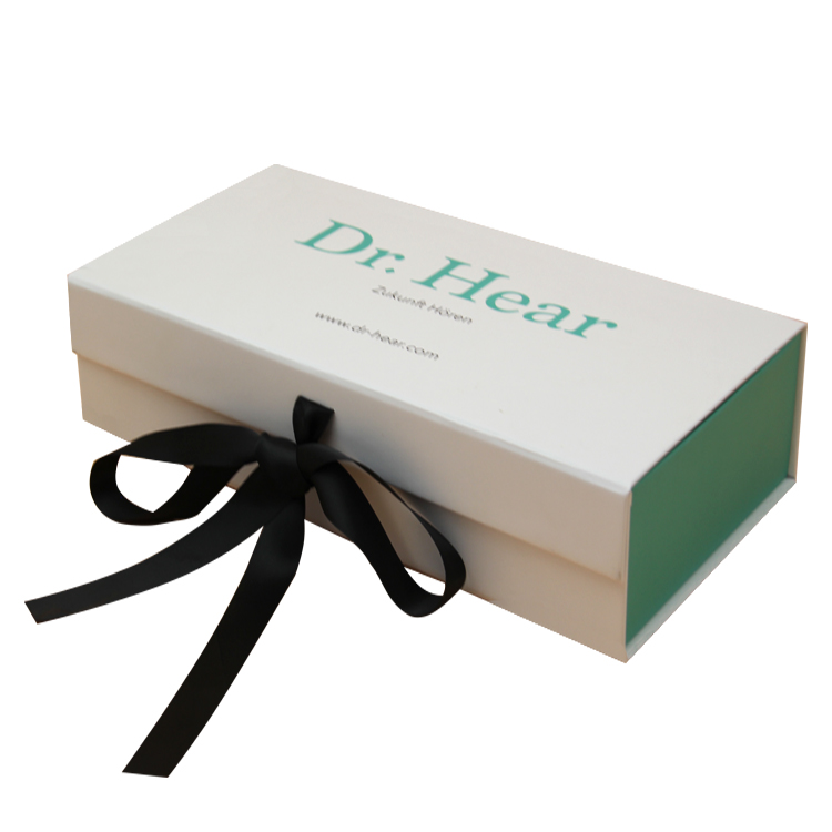 custom logo print flat packing folding magnetic matt luxury gift box cardboard folding packaging boxes with ribbon
