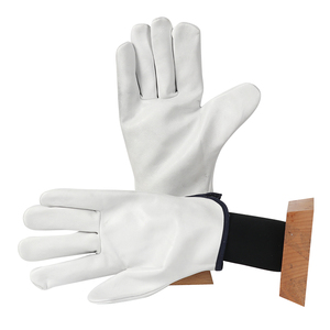 Guante de trabajo para conductor banda elástica logotipo personalizado abierto lado cálido invierno alta calidad piel de oveja blanca - Product Image 6