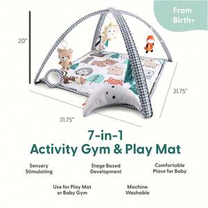 Tapis d'activités pour bébé, centre d'activités pour bébé avec tapis de jeu et 7 jouets - Product Image 4