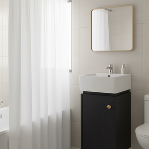 Lavabo de Baño con Puerta de Cierre Suave de 12 Pulgadas de Ancho x 24.1 Pulgadas de Alto, Montado en la Pared, Acabado Oscuro Moderno, Lavabo de Cerámica - Product Image 2