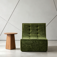 Fauteuil de salon modulaire moderne en tissu vert sans accoudoirs pour hôtel, appartement, salon, une place, compression sous vide, haute densité